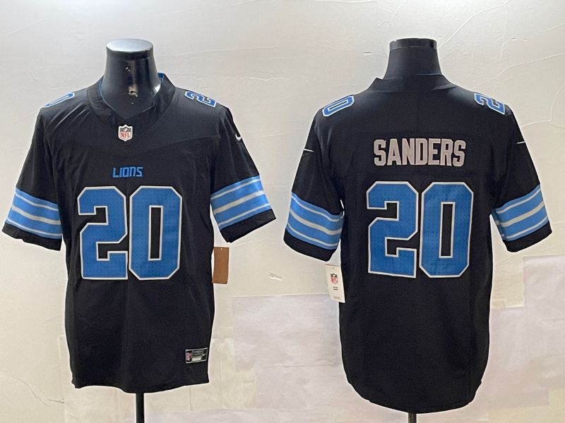 Men Detroit Lions #20 Sanders Black three generations 2024 Nike Limited NFL Jersey style 1
